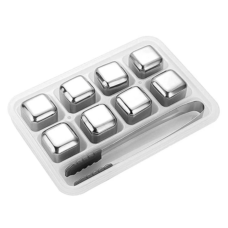 Stainless Steel Ice-Cubes, 8 Reusable Ice-Cubes Stones