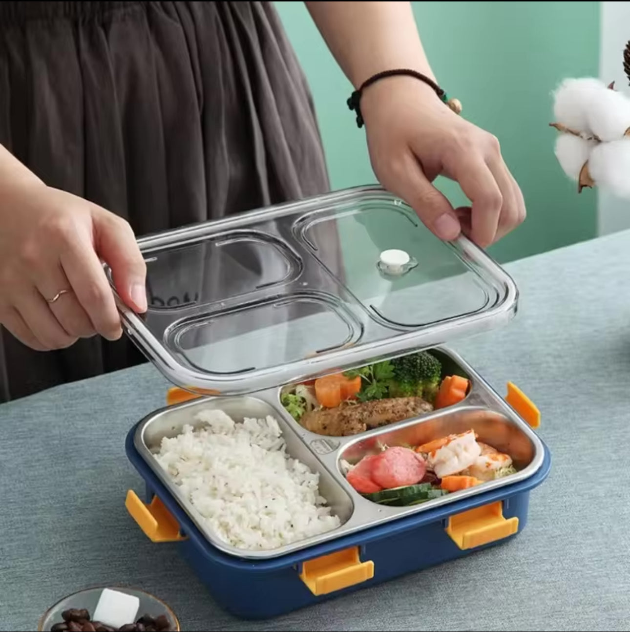 3 Portion Stainless Steel Lunch Box