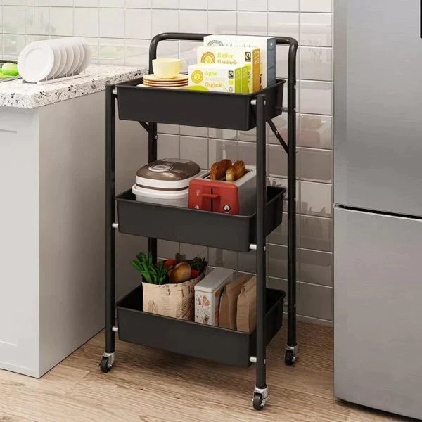 3 Layer Portable Folding Kitchen Bathroom Storage Rack