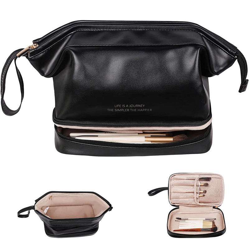 Large Capacity Double Zipper Cosmetic Bag