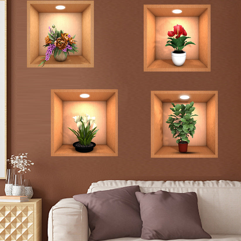 3D Wall Stickers (Pack Of 4)