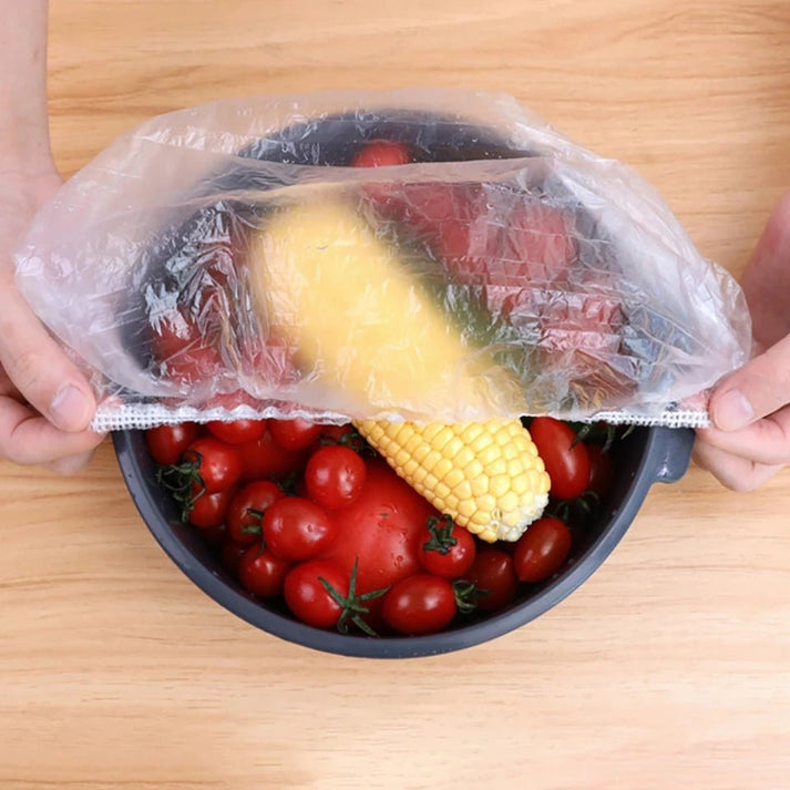 Disposable Food Cover Plastic Wrap Elastic-Pack of 100