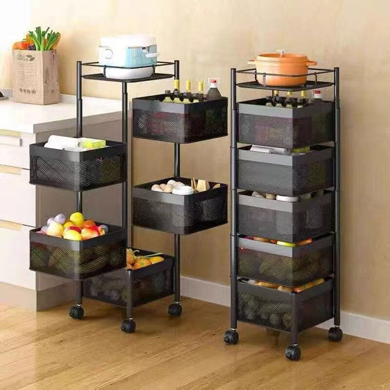 Multi-layer Rotating Stackable Metal Basket Kitchen Storage Shelf