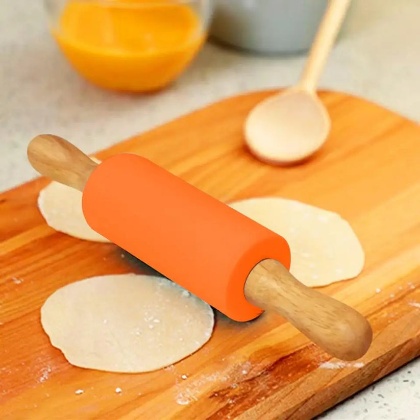 Silicone Wooden Handle Rolling Pin