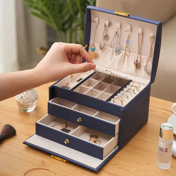 3 Layer Leather Jewellery Organizer