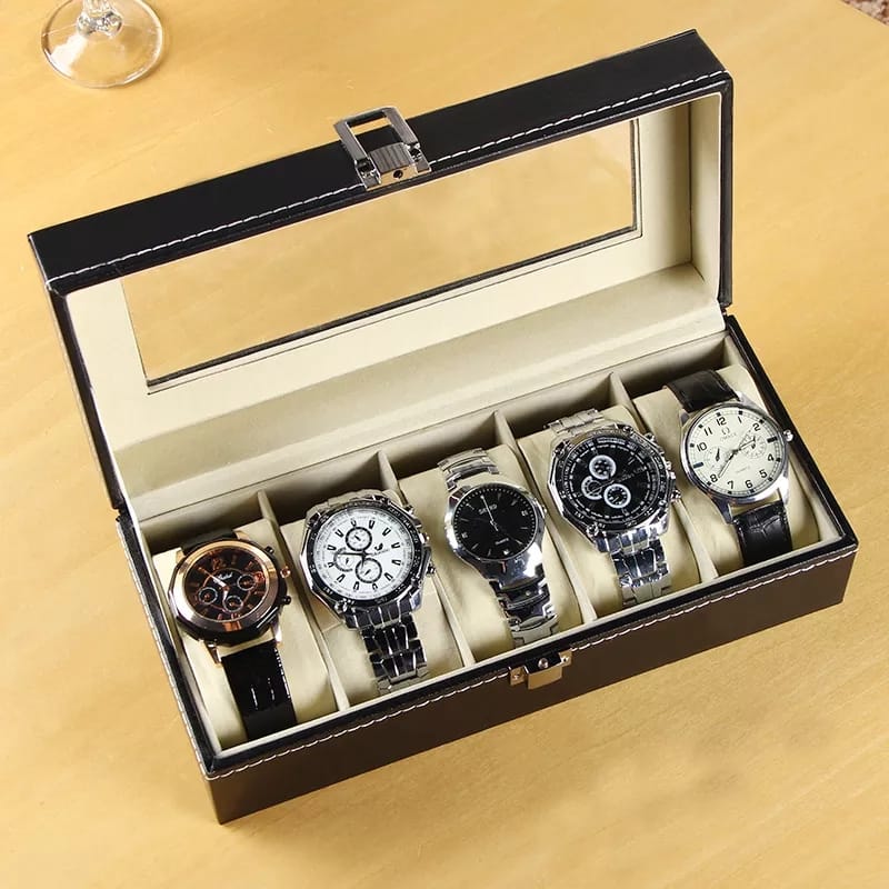 6 and 10 Slot Leather Watch Organizers