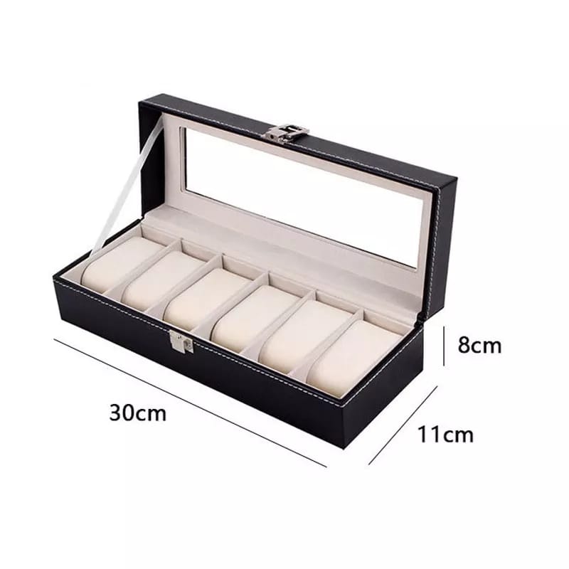 6 Slot Watch Storage Box Crocodile Texture (premium)