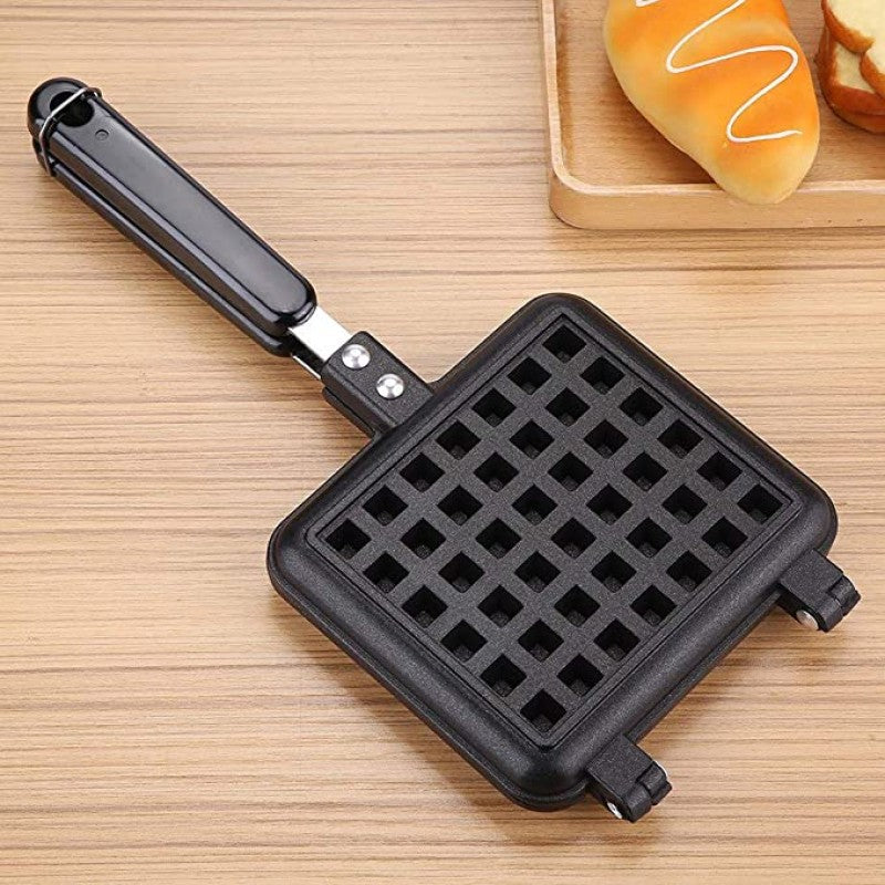 Waffle Mold DIY Waffle Baking Mold Iron, Cast Iron Snack Maker Stove Top Non-Stick