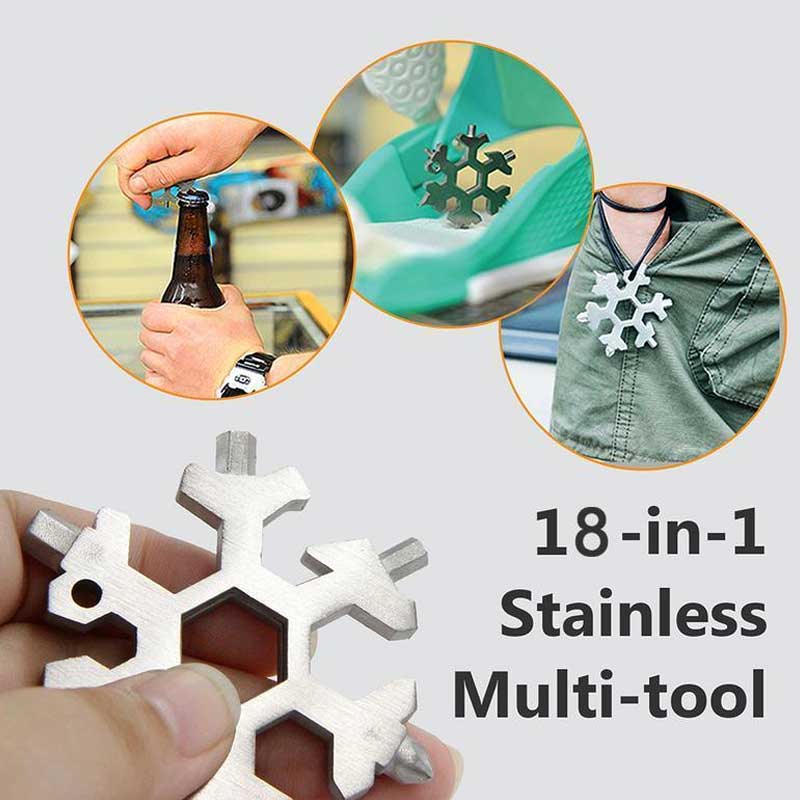 18 In 1 Snowflake Stainless Steel Multi-Tool Keychain