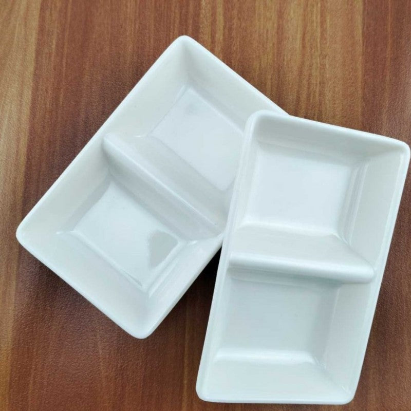 1pc Two Sections Melamine Pickle And Sauces Dish