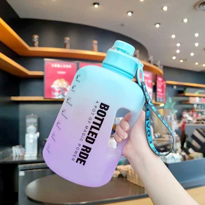 2.2L Large Capacity Travel Motivational Water Bottle With Time Marker