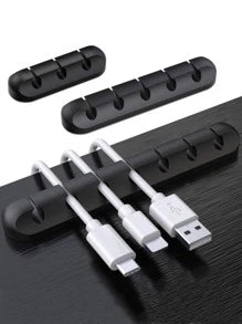 Pack Of 3 Cable Organizer Silicone USB Cable Winder Desktop Tidy Management Clips