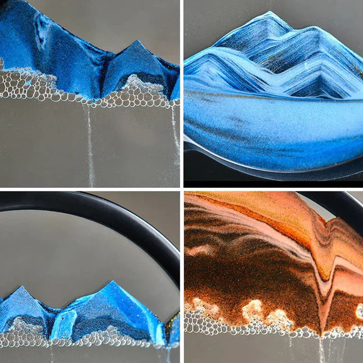 Moving Sand Art Picture Sandscapes In Motion Round Glass 3D Dynamic Deep Sea Sand Art Round Glass Sand Art Kit For Adult Kid Large Desktop Art Toys