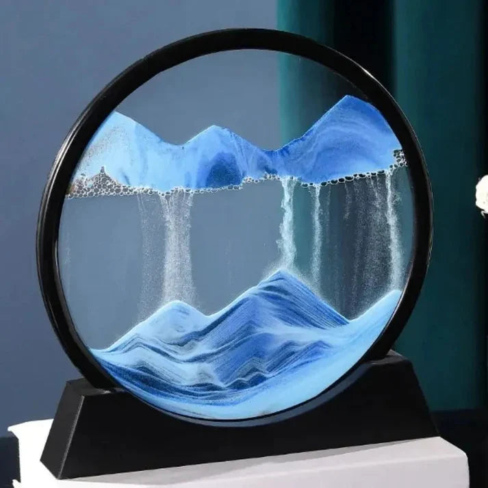 Moving Sand Art Picture Sandscapes In Motion Round Glass 3D Dynamic Deep Sea Sand Art Round Glass Sand Art Kit For Adult Kid Large Desktop Art Toys