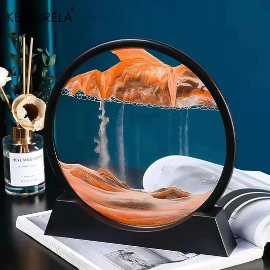 Moving Sand Art Picture Sandscapes In Motion Round Glass 3D Dynamic Deep Sea Sand Art Round Glass Sand Art Kit For Adult Kid Large Desktop Art Toys