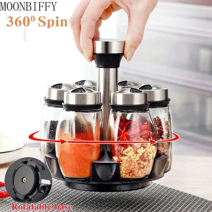 Premium Quality 6 Pcs Revolving Spice Jar