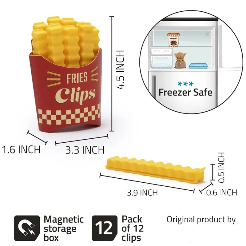 Magnetic French Fries Style Food Sealing Clips ( 12 Pcs )