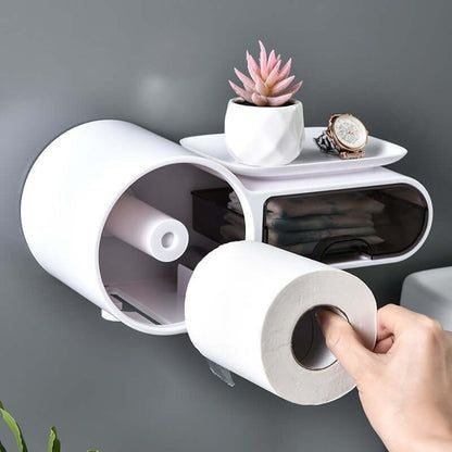 Wall Mounted Tissue Holder And Multipurpose Rack