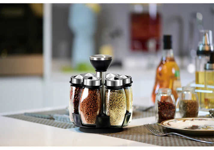 Premium Quality 6 Pcs Revolving Spice Jar