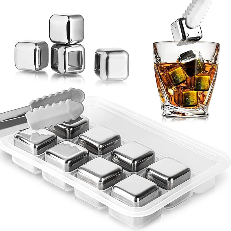 Stainless Steel Ice-Cubes, 8 Reusable Ice-Cubes Stones