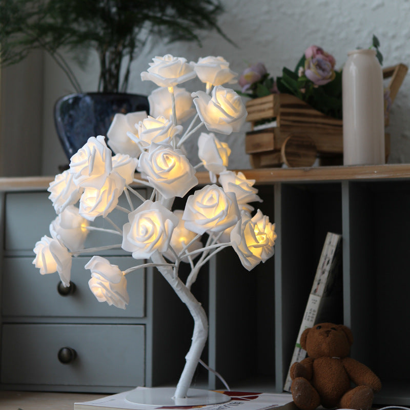 Led Rose Flower Night Light Table Lamp