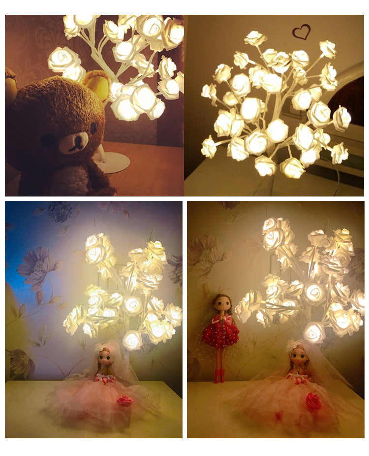 Led Rose Flower Night Light Table Lamp