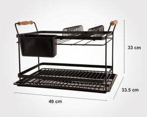 Limon Dish Rack With Wooden Handles 2 Floors