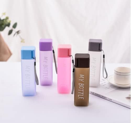 1Pc 350ml Transparent Square Plastic Matte Water Bottle