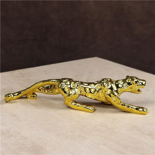 Creative Golden Metal Leopard Statue