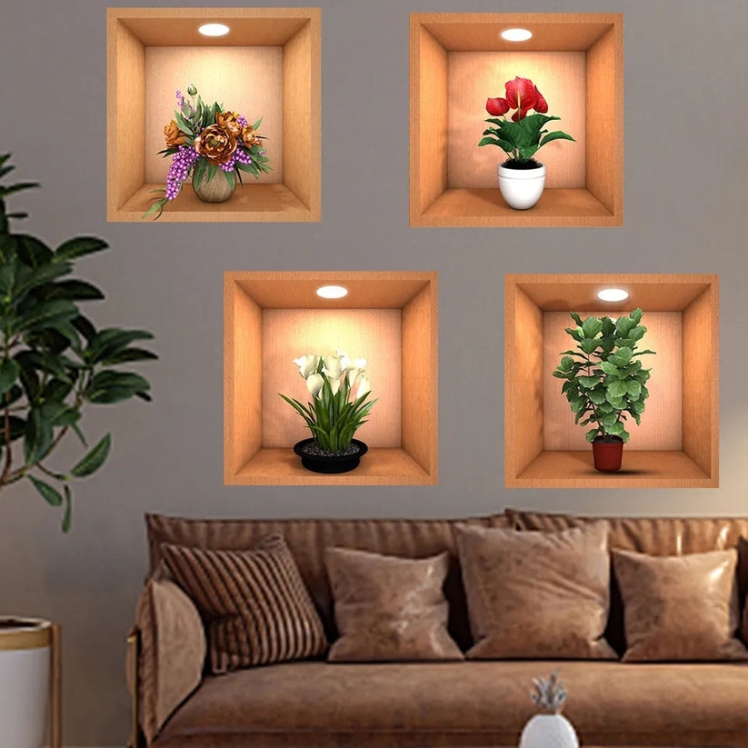 3D Wall Stickers (Pack Of 4)