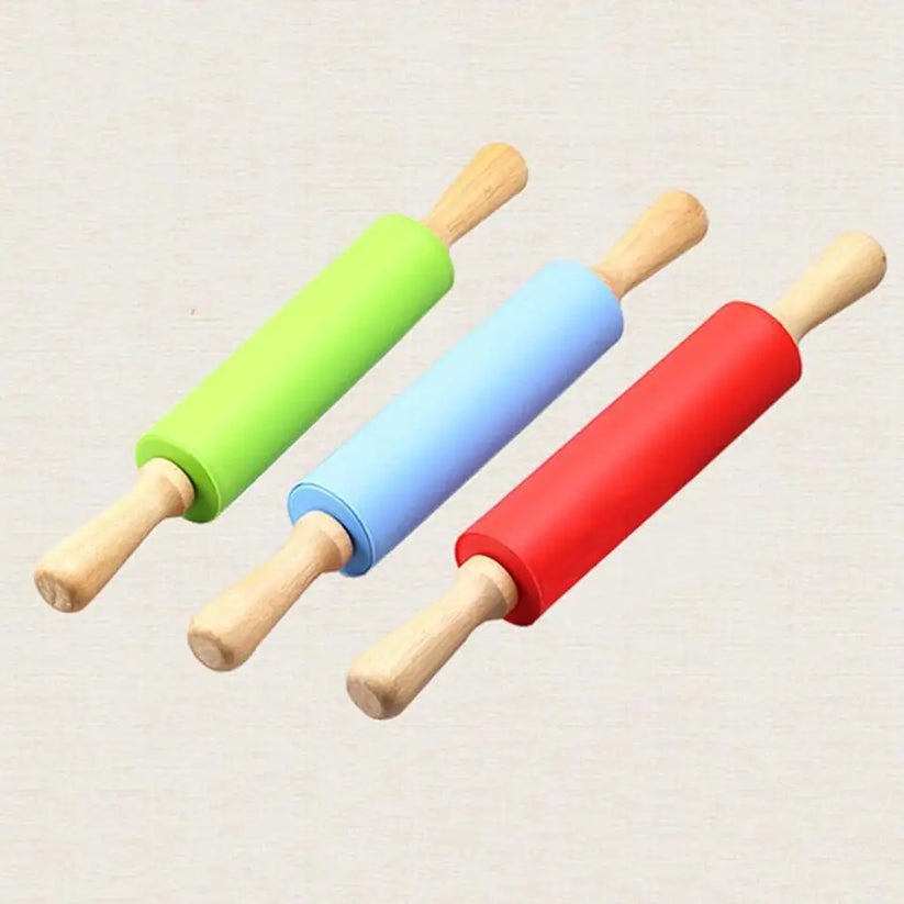 Silicone Wooden Handle Rolling Pin