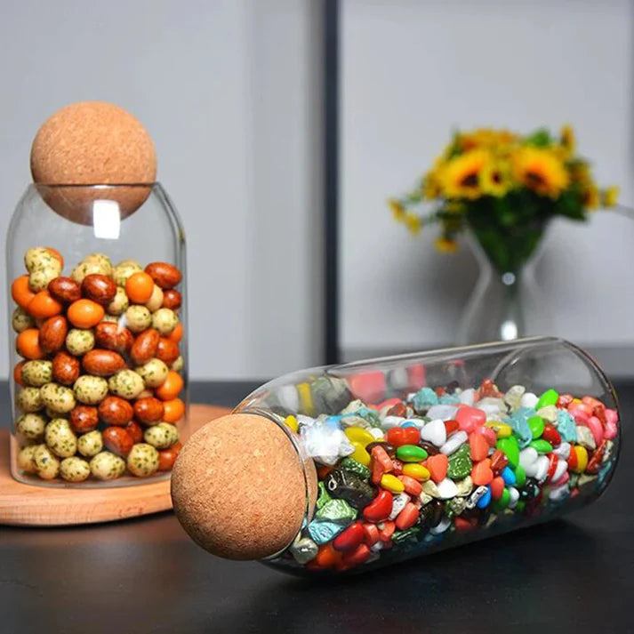 BALL CORK GLASS JAR (PACK OF 4)