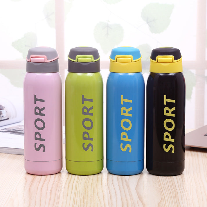 500ml Portable Sports Water Bottles Thermos With Straw