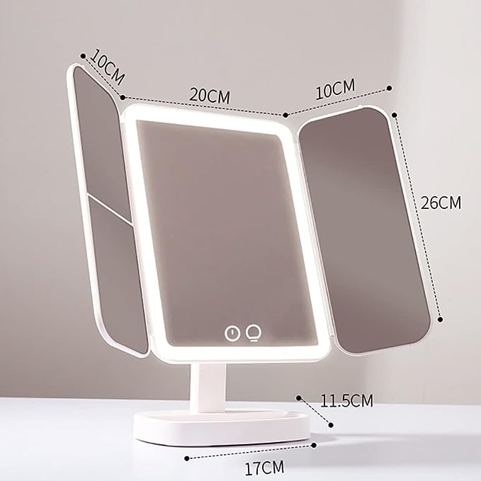 EASEHOLD Lighted Makeup Mirror Rechargeable Trifold 2000mAh