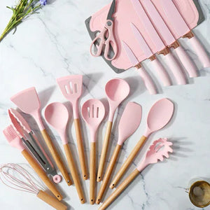 19-PIECES SILICONE KITCHENWARE UTENSILS SET