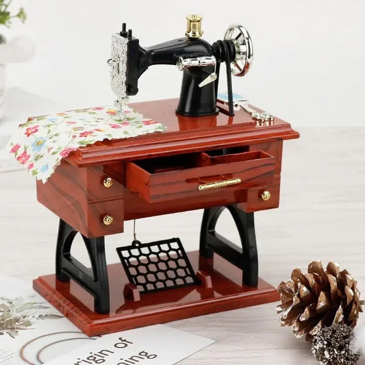 Sewing Machine Music Box, Vintage Mini Music Box, Musical Singer Case Home Classic Pedal Sewing Machine, Table Decor Musical Toy, Musical Box With Retro Craft, Stylish Music Box, Kids Retro Music Box