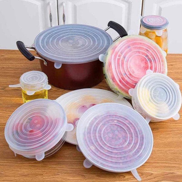 6pcs Reusable Silicone Lids Food Cover