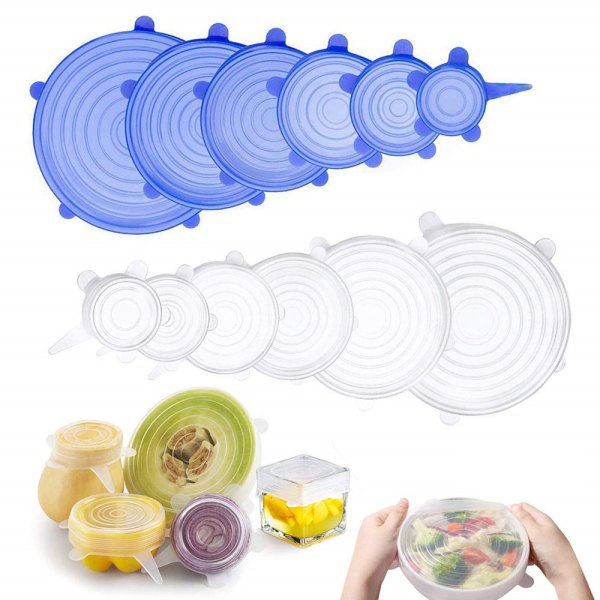 6pcs Reusable Silicone Lids Food Cover