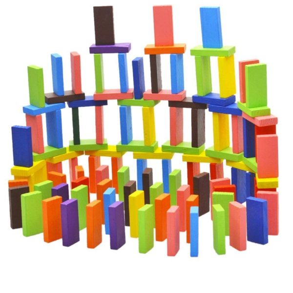 100 pcs 12 Color Wooden Dominos Blocks