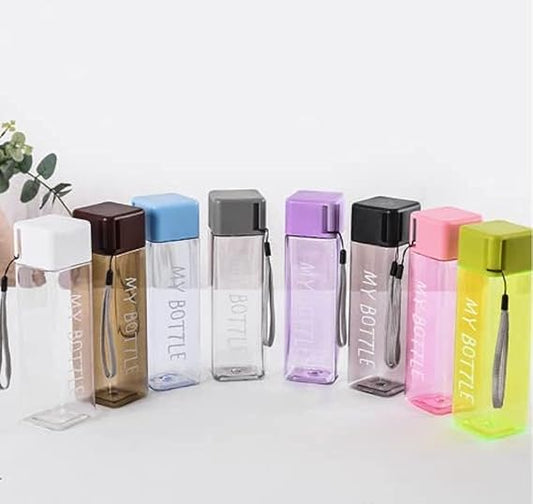 1Pc 350ml Transparent Square Plastic Matte Water Bottle