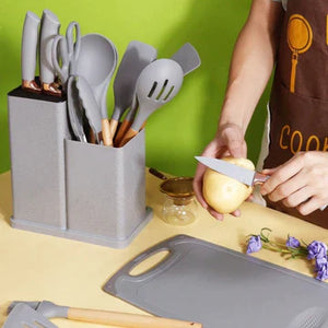 19-PIECES SILICONE KITCHENWARE UTENSILS SET