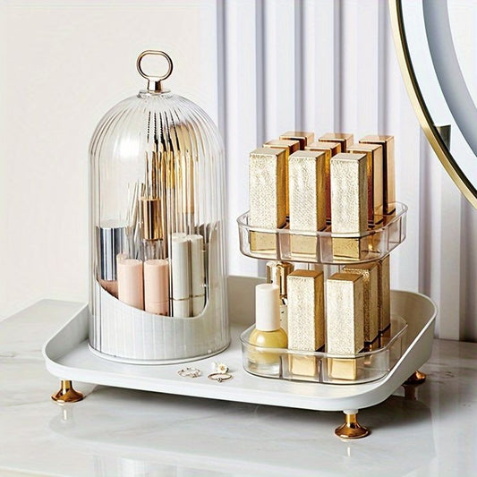 Rotating Cosmetic Brush with Lipstick Organizer