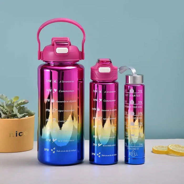 Set of 3 Metallic Color Water Bottle