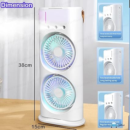 Rechergable Dual Head Tower Mist Fan