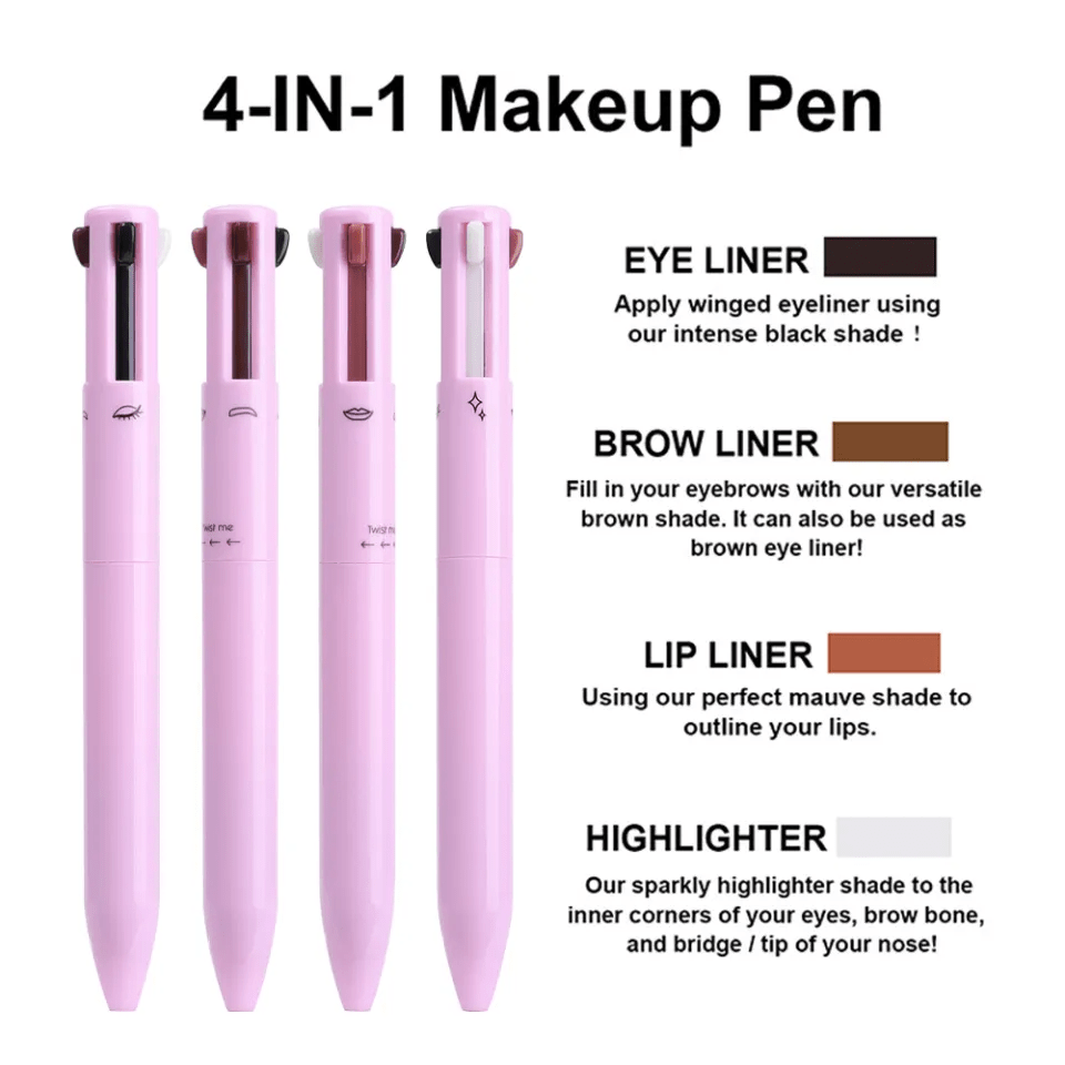 4 In 1 Eyebrow Pencil Waterproof Long Lasting Easy Color Eyebrow Lip Highlighter Pen Sweatproof Makeup Cosmetic Tool