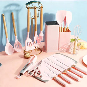 19-PIECES SILICONE KITCHENWARE UTENSILS SET