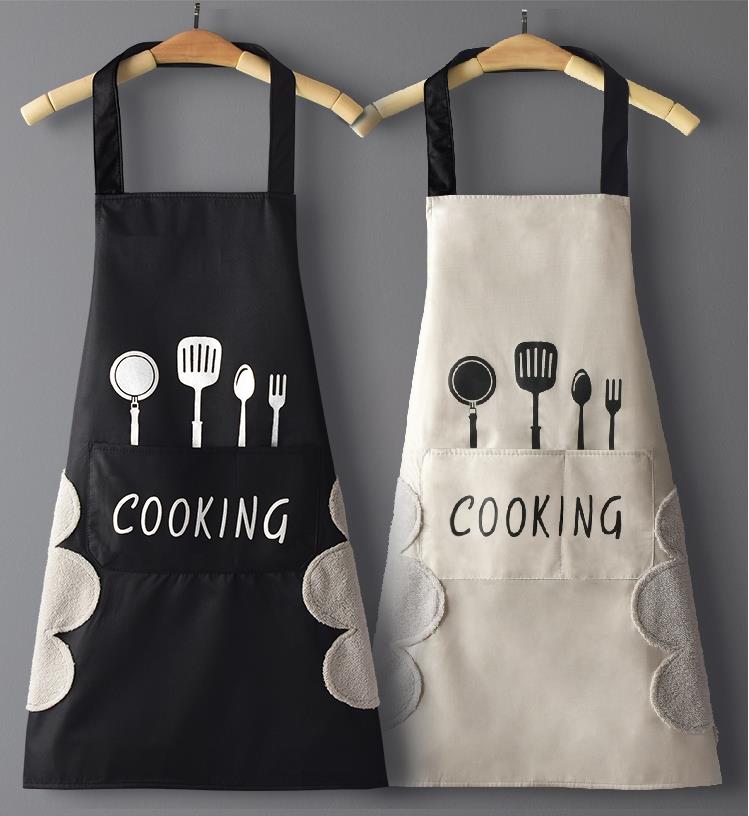 Hand-wiping kitchen Household Cooking Apron Men Women Oil-proof Waterproof (only black)