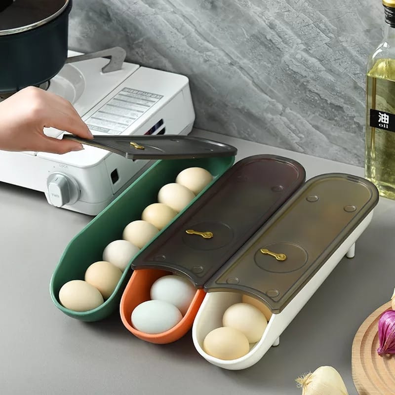 Automatic Rolling Egg Fridge Storage Organization Container