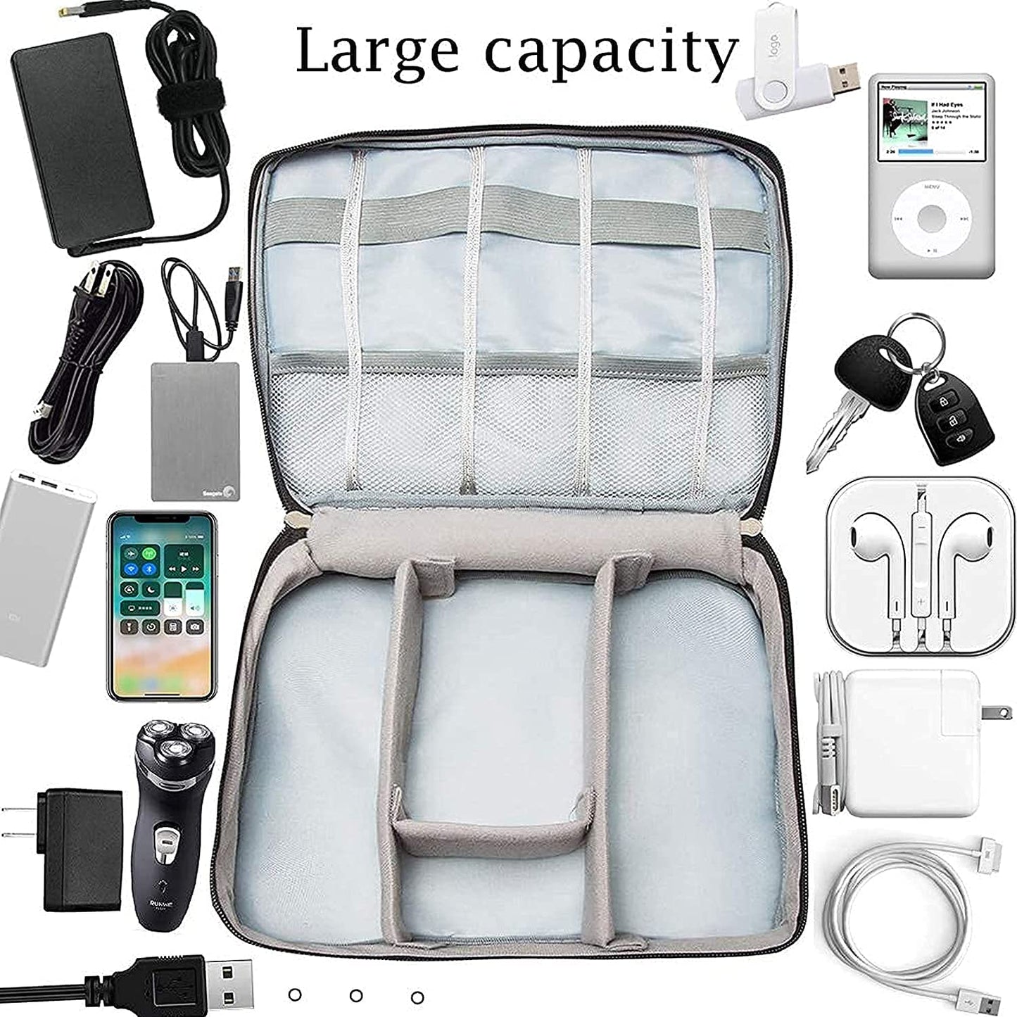 Portable Digital Storage Bag, Waterproof Cable Organizer Pouch, Multifunction Travel Storage Bag, Zipper Data Arrange Bag, Sundries Daily Necessities Digital Storage Bag, Electronics Organizer Travel Bag