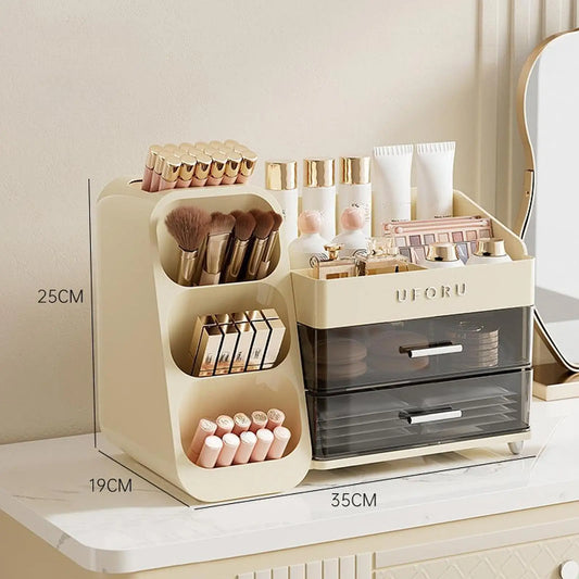 Luxury Cosmetic Box With Makeup Brush Organiser